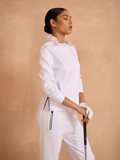 More Than Basic Ruffle Collar Golf Sweatshirt