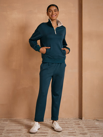 UltraSoft Color Block Quarterzip Sweatshirt