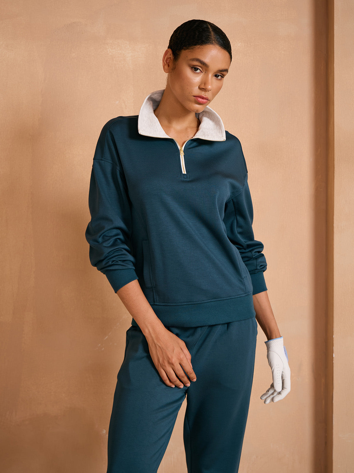UltraSoft Color Block Quarterzip Sweatshirt
