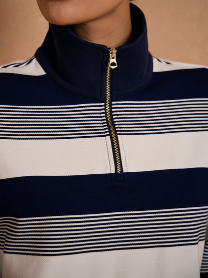 More Than Basic Striped Pique Golf Sweatshirt