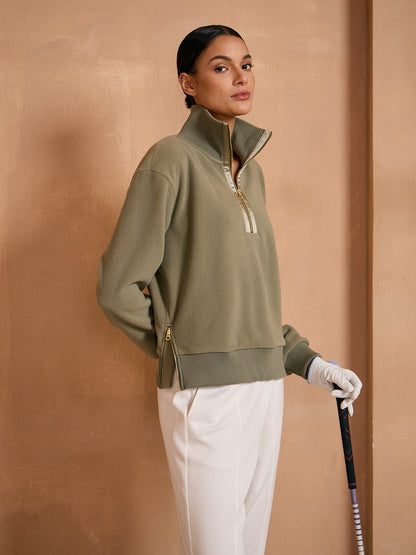 UltraSoft Cloud Fleece Trimmed Quarterzip Sweatshirt