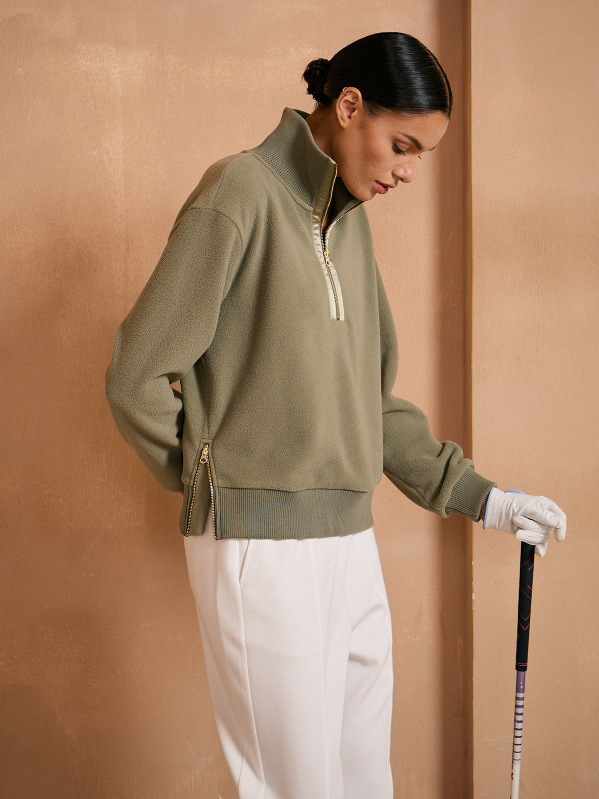 UltraSoft Cloud Fleece Trimmed Quarterzip Sweatshirt