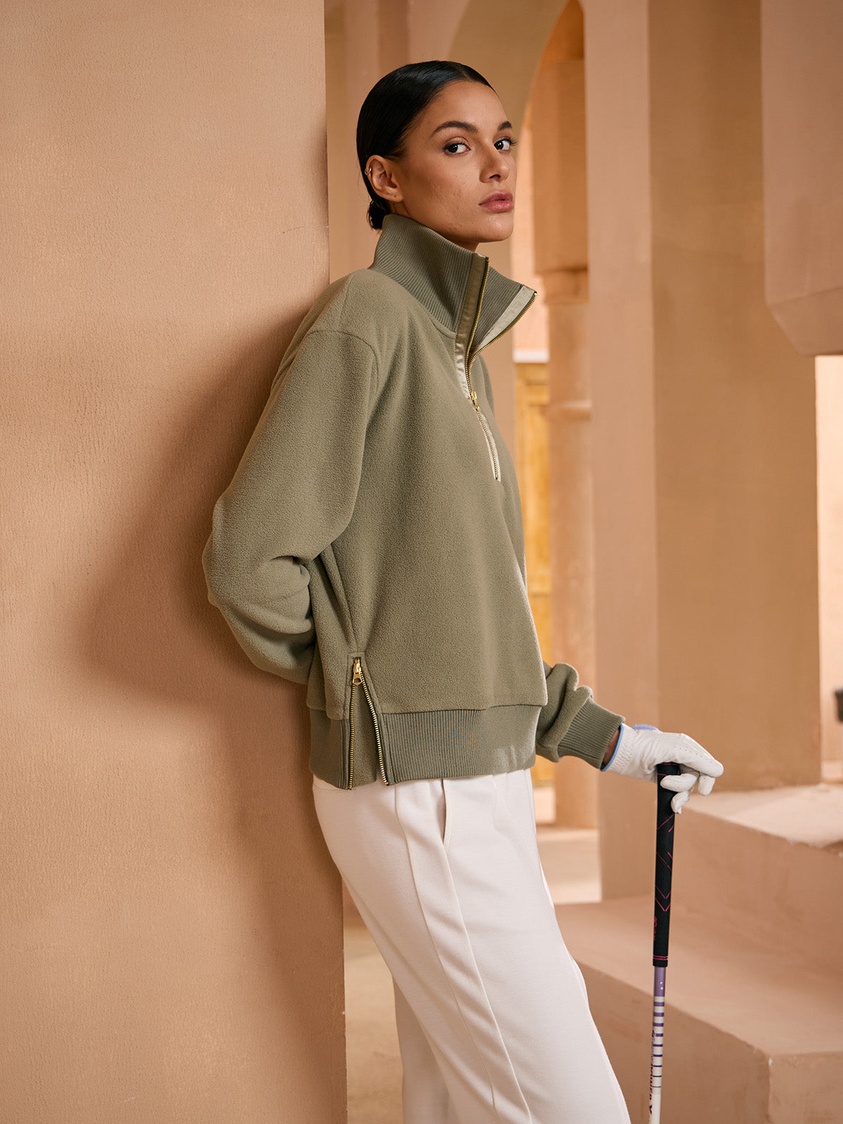 UltraSoft Cloud Fleece Trimmed Quarterzip Sweatshirt