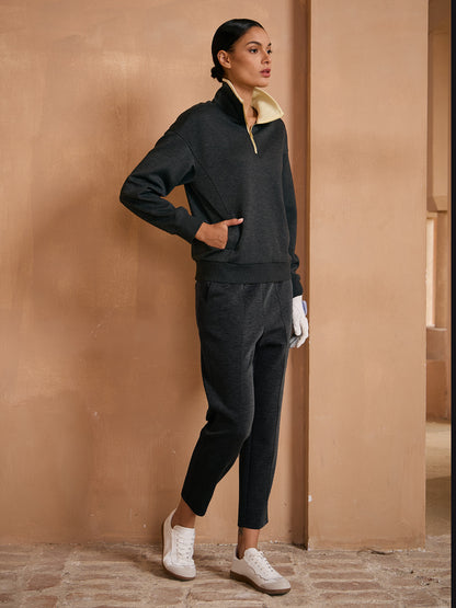 UltraSoft Color Block Quarterzip Sweatshirt