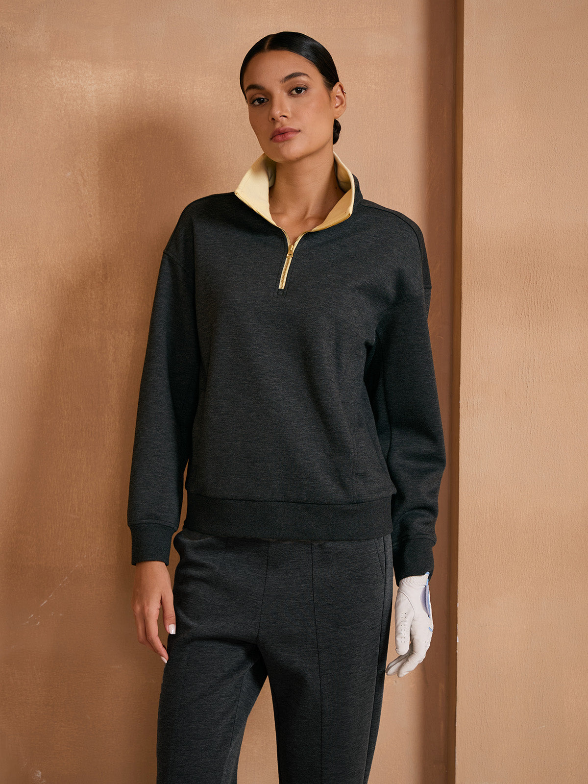UltraSoft Color Block Quarterzip Sweatshirt