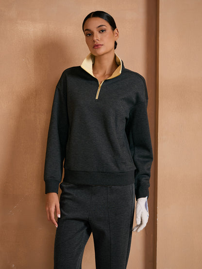 UltraSoft Color Block Quarterzip Sweatshirt