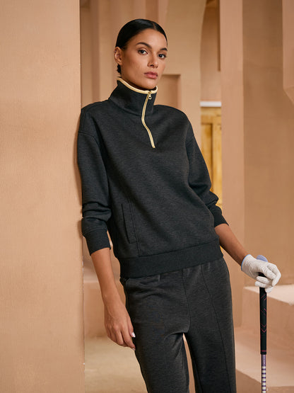 UltraSoft Color Block Quarterzip Sweatshirt