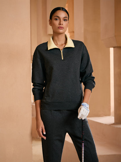 UltraSoft Color Block Quarterzip Sweatshirt
