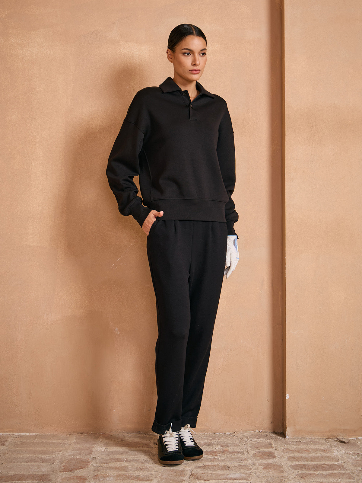 UltraSoft Wool Long Sleeve Collared Button Sweatshirt
