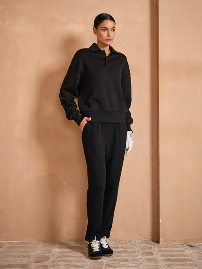 UltraSoft Wool Long Sleeve Collared Button Sweatshirt