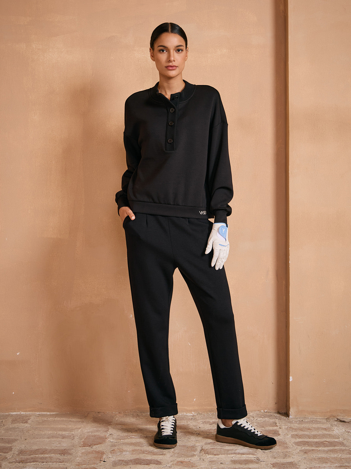 UltraSoft Wool Long Sleeve Stand Collar Button Sweatshirt