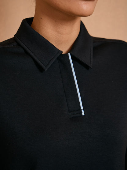 UltraSoft Long Sleeve Trimmed Collared Sweatshirt