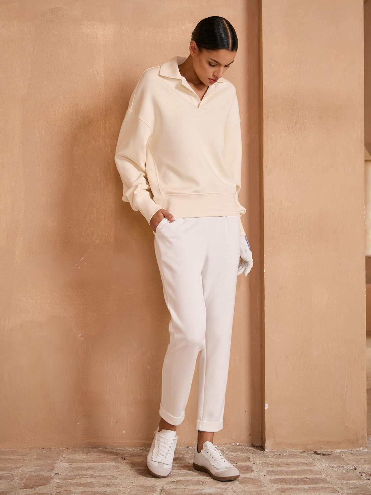 UltraSoft Wool Long Sleeve Collared Button Sweatshirt