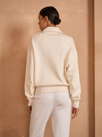 UltraSoft Wool Long Sleeve Collared Button Sweatshirt