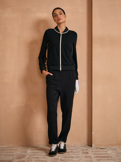 UltraSoft Velour Peter Pan Collar Trimmed Jacket