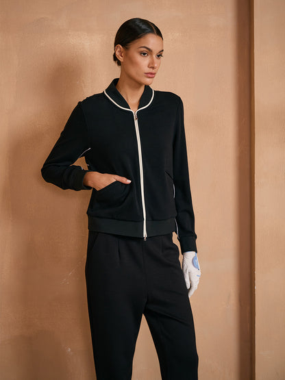 UltraSoft Velour Peter Pan Collar Trimmed Jacket