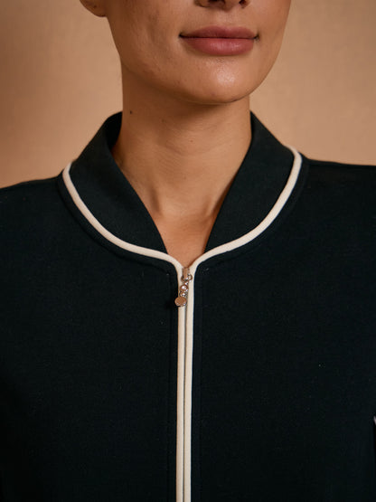UltraSoft Velour Peter Pan Collar Trimmed Jacket