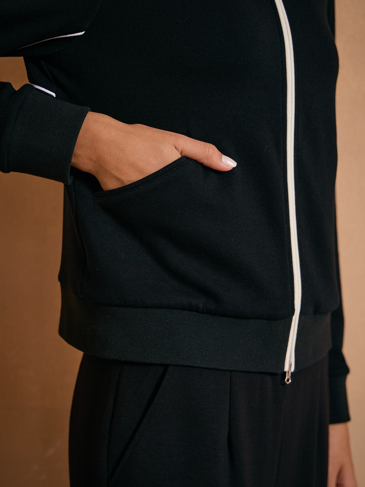 UltraSoft Velour Peter Pan Collar Trimmed Jacket