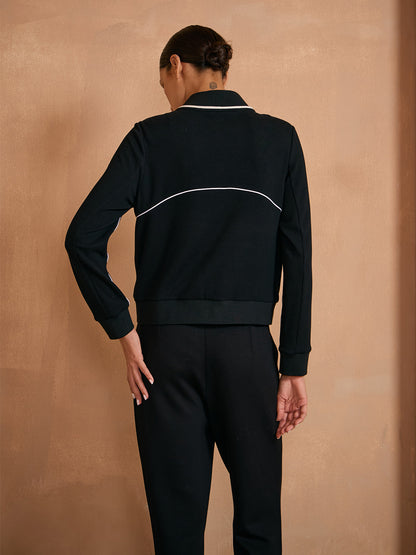 UltraSoft Velour Peter Pan Collar Trimmed Jacket