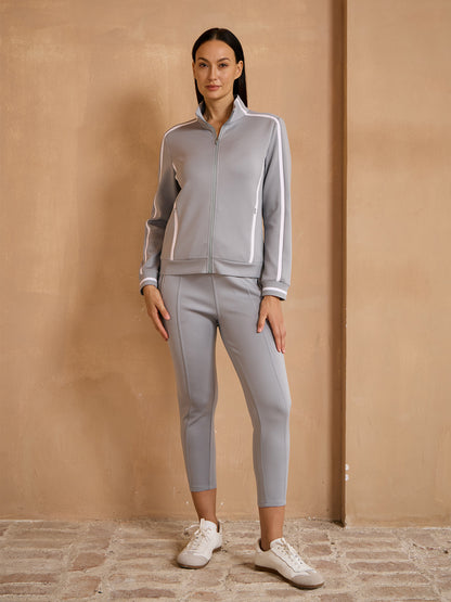 More Than Basic Long Sleeve Full Zip Trimmed Jacket