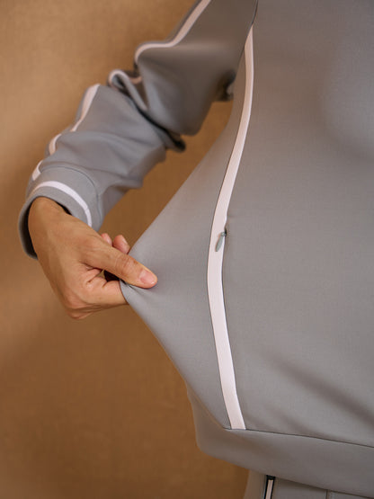More Than Basic Long Sleeve Full Zip Trimmed Jacket