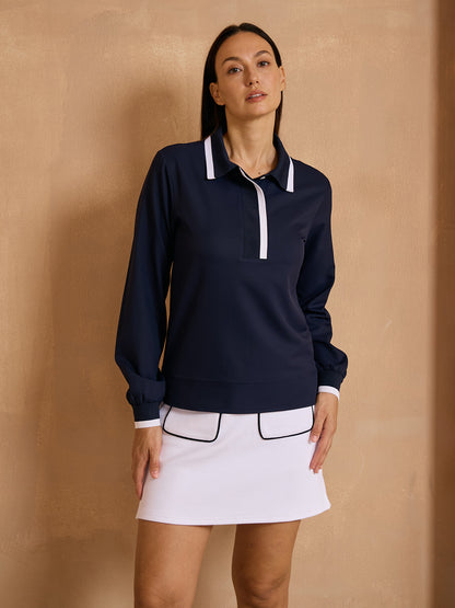 Crisp Couture Long Sleeve Polo Top UPF50+