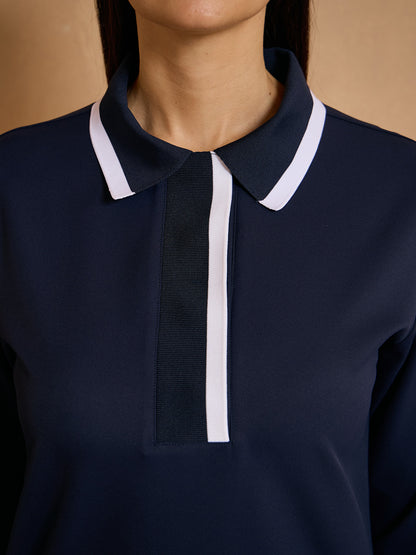 Crisp Couture Long Sleeve Polo Top UPF50+