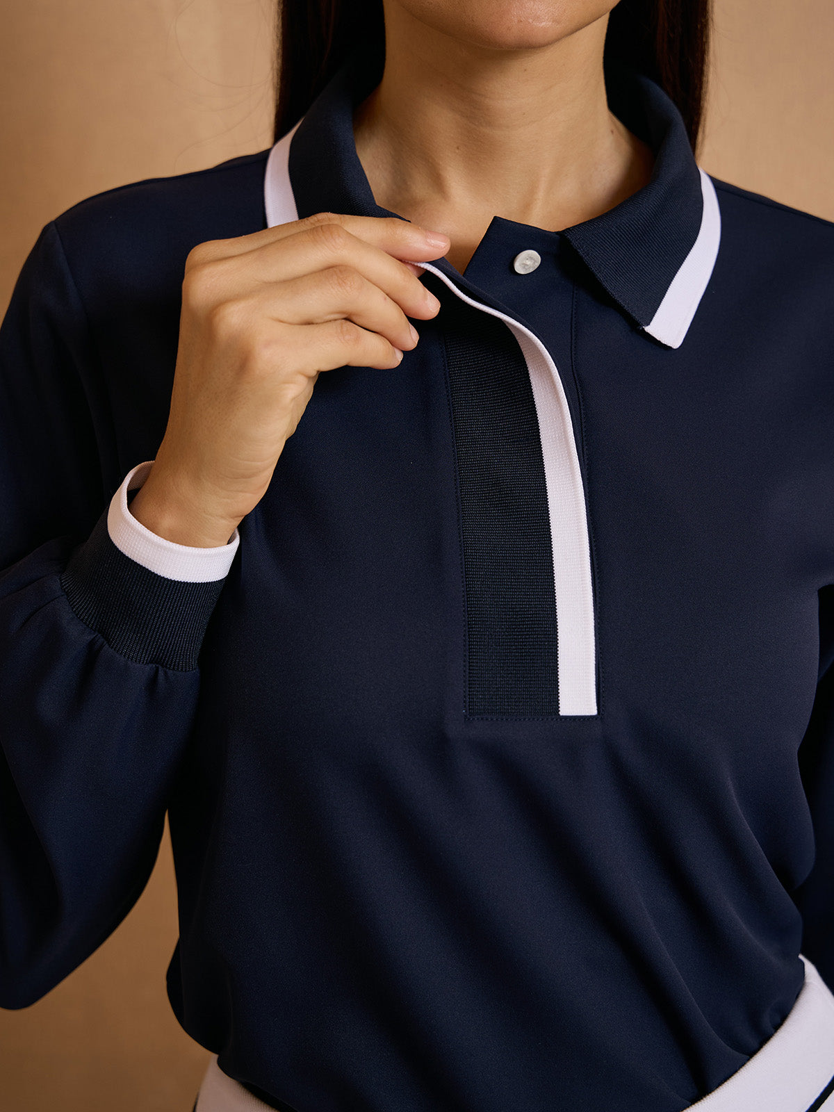 Crisp Couture Long Sleeve Polo Top UPF50+
