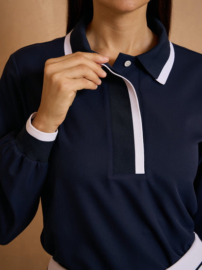 Crisp Couture Long Sleeve Polo Top UPF50+