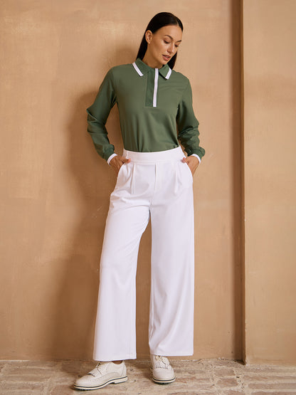 Crisp Couture Long Sleeve Polo Top UPF50+