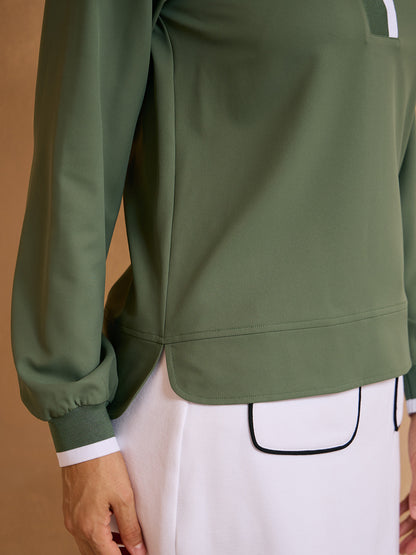 Crisp Couture Long Sleeve Polo Top UPF50+