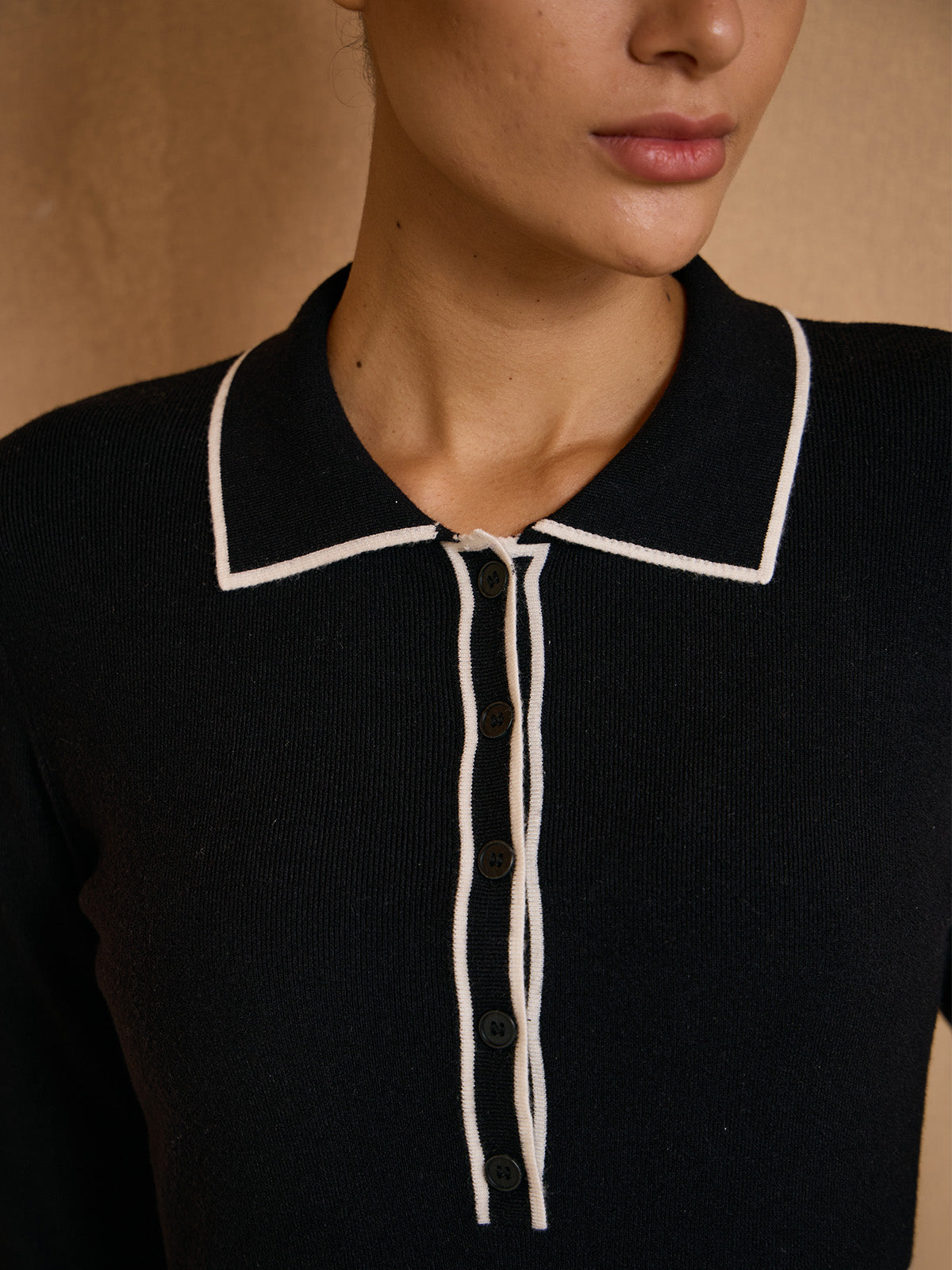 More Than Basic Trimmed Button Down Knit Dress