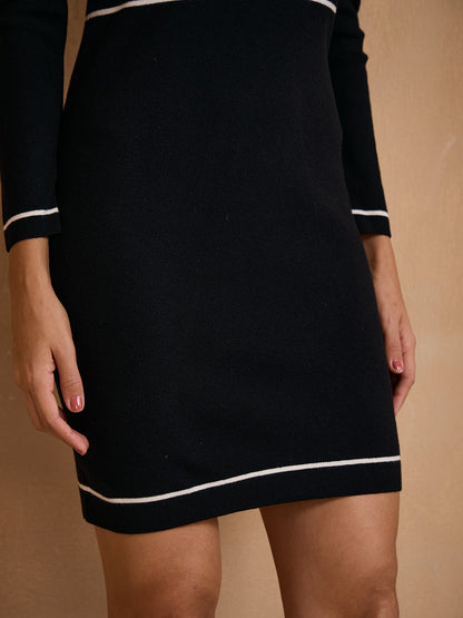 More Than Basic Trimmed Button Down Knit Dress