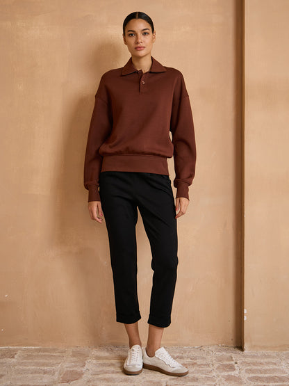 UltraSoft Wool bluza z kołnierzykiem i guzikami, długi rękaw