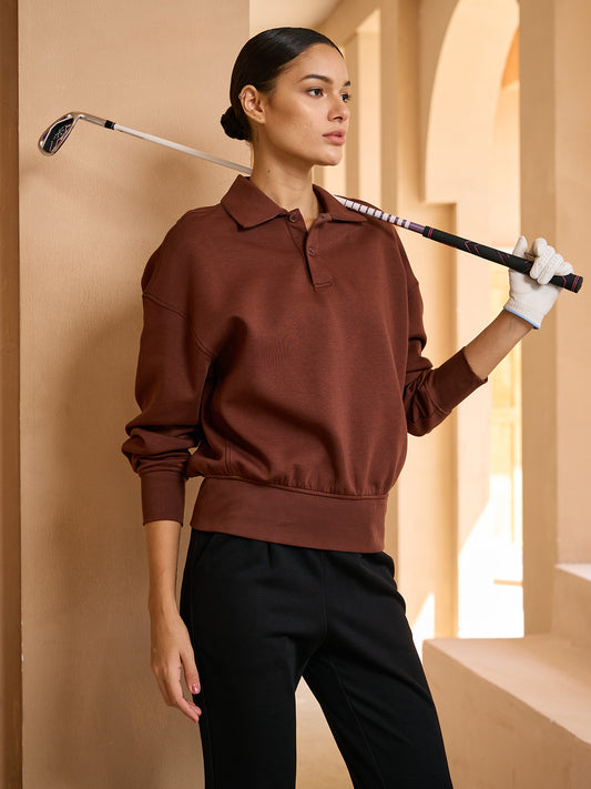 Felpa UltraSoft Wool a maniche lunghe con colletto e bottoni