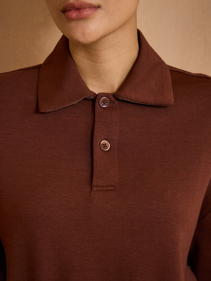 UltraSoft Wool bluza z kołnierzykiem i guzikami, długi rękaw