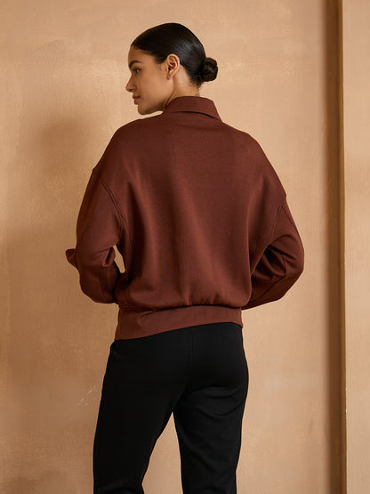 UltraSoft Wool bluza z kołnierzykiem i guzikami, długi rękaw