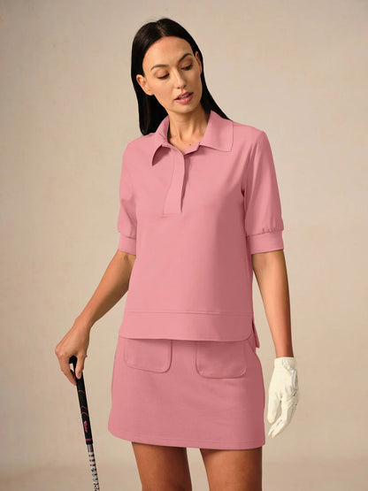 크리스프 꾸뛰르 반팔 폴로 탑 UPF50+