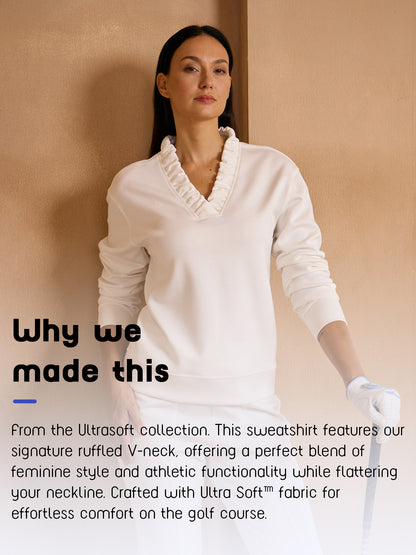 UltraSoft Long Sleeve Ruffle V-Neck Sweatshirt