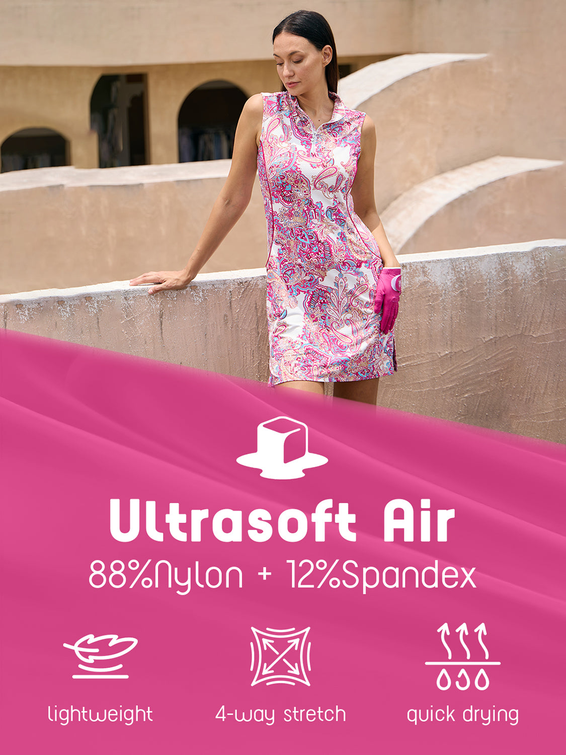 Ultrasoft Premium Sleeveless Mock Neck 35.5 Inch Dress UPF50+