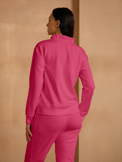 UltraSoft Long Sleeve Ruffle V-Neck Sweatshirt