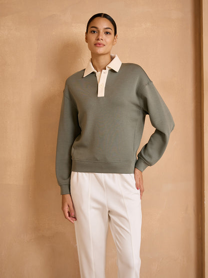 Felpa UltraSoft Wool a maniche lunghe con colletto e bottoni