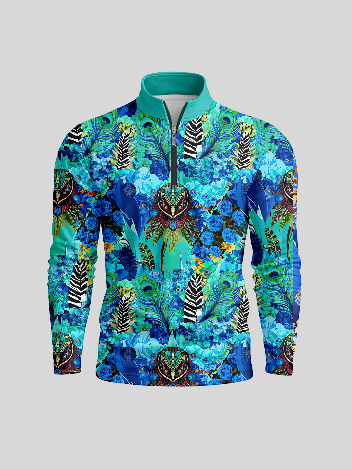 Hyped-up Tropical Herren Golfshirt mit Viertelreißverschluss UPF50+
