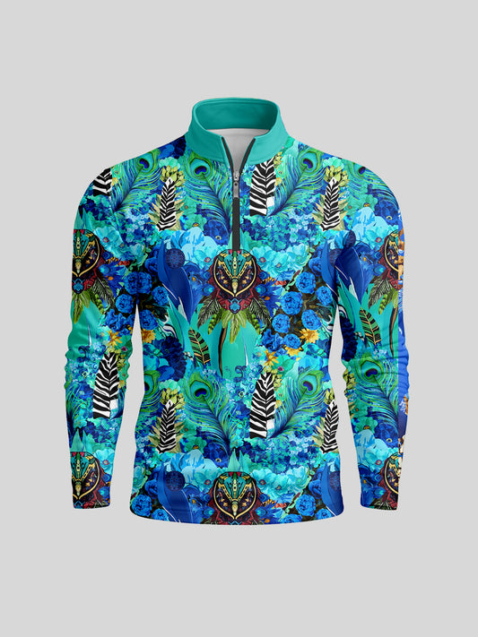 Hyped-up Tropical Herren Golfshirt mit Viertelreißverschluss UPF50+
