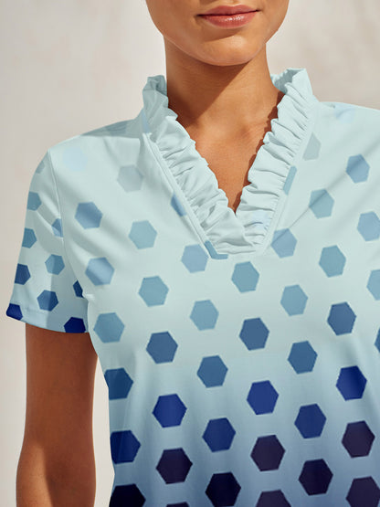 Hyper-prep Polo con Volantes y Cuello en V UPF50+