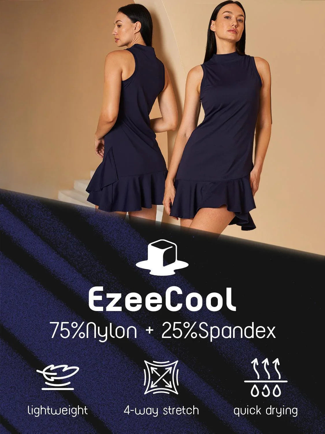 ゴルフ、ピクルボール、テニスに最適なベーシック以上のラッフルドレス