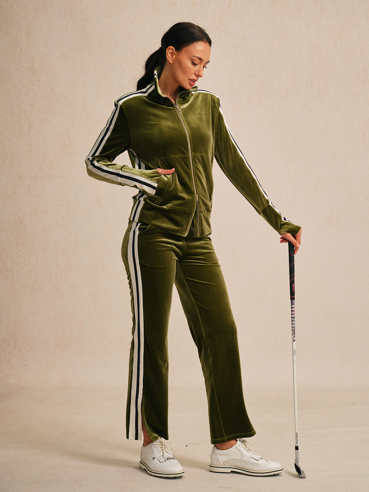 UltraSoft ベルベット長袖フルジップジャケット