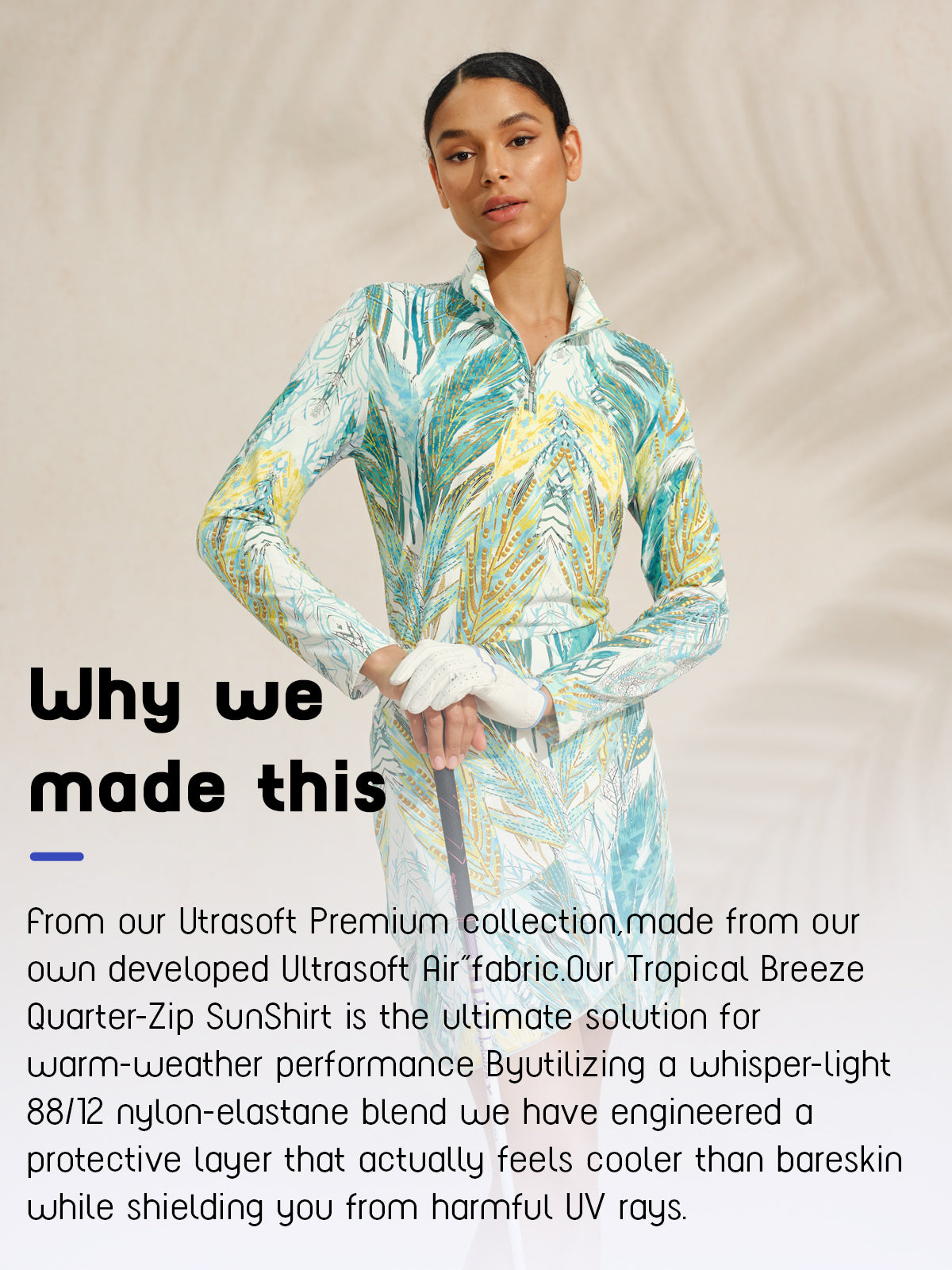 Ultrasoft Premium Long Sleeve Mock Neck Quarterzip UPF50+