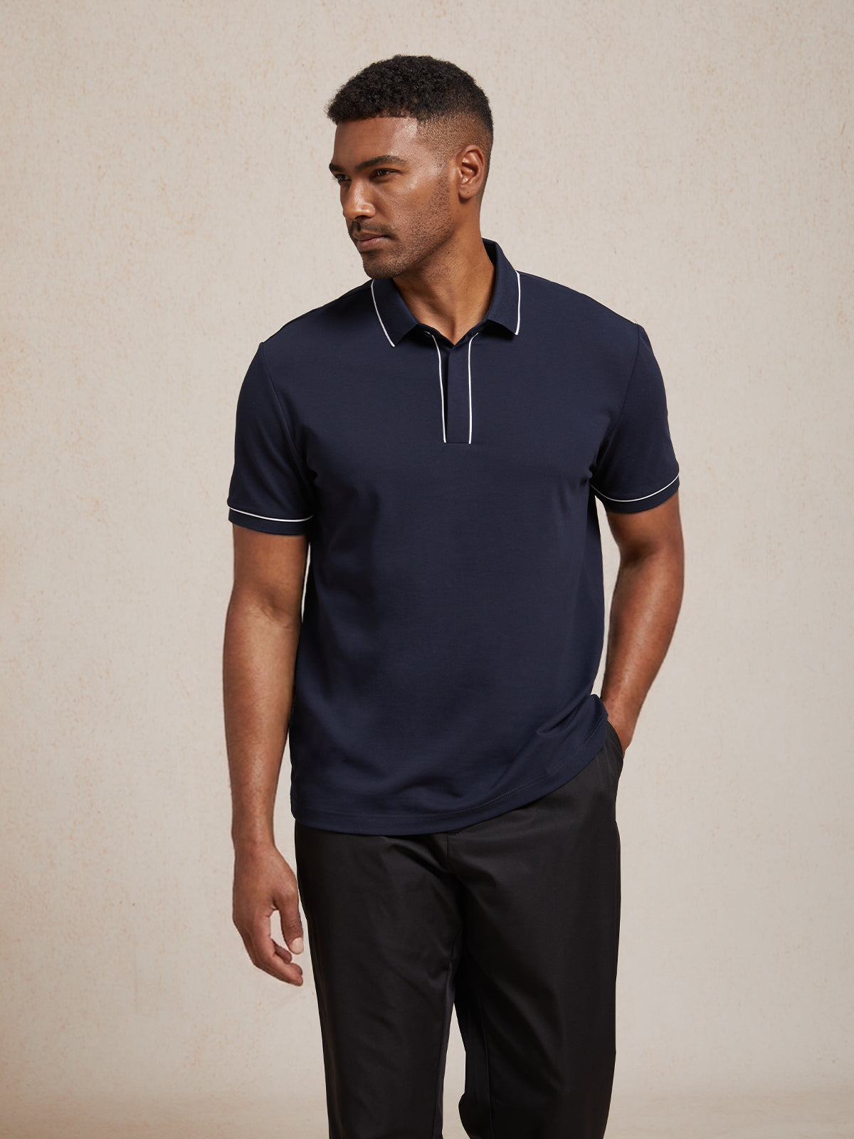 NaturalComfy Polo da Uomo con Rifiniture a Contrasto
