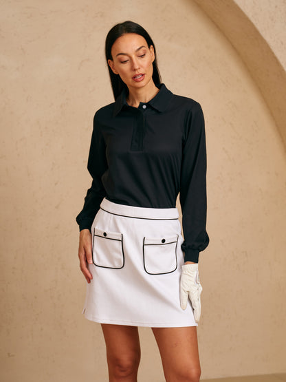Crisp Couture Long Sleeve Polo Top UPF50+